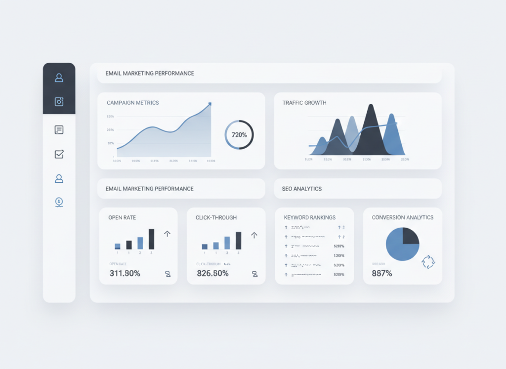 Monthly Growth Retainer (SEO + Email Marketing) dashboard